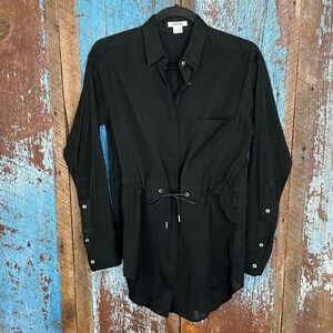 Here is a fun Helmut Lang Women's Black Belted Button Down Tunic Shirt Size P